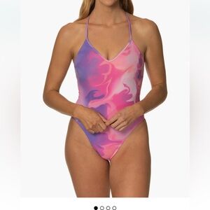 Jolyn Lucia Vivid Pink and Purple One-Piece Swimsuit - Never Worn!